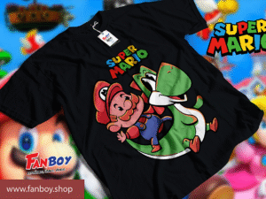 Playera Chibi Mario y Yoshi unisex en algodón premium con estampado DTF