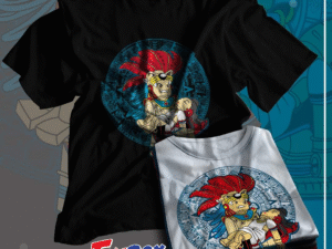 Playera Lego Azteca con figuras del Popo e Izta y calendario azteca.