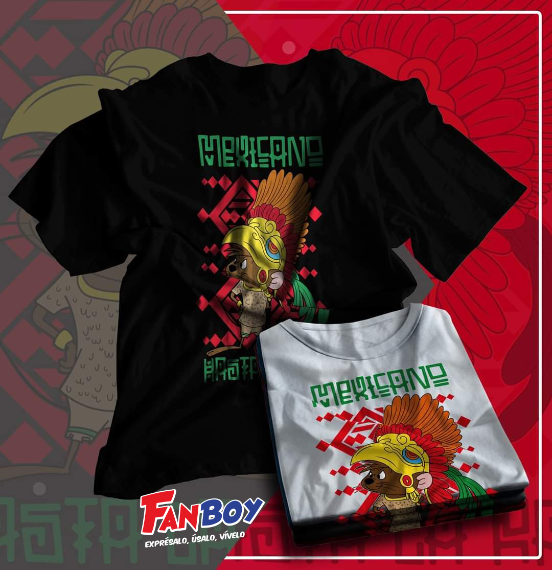 Playera Mexicano hasta la Raíz con Speedy Gonzáles en ropa azteca.
